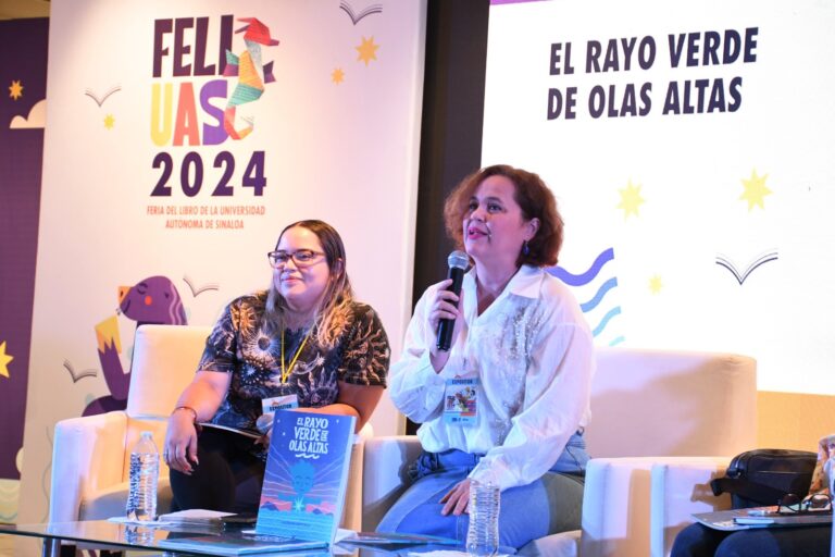 Con la presentación del libro infantil “El Rayo Verde de Olas Altas”, de la periodista y escritora mazatleca Georgina Martínez, dan inicio las actividades de la Feria del Libro de la Universidad Autónoma de Sinaloa (FELIUAS 2024).