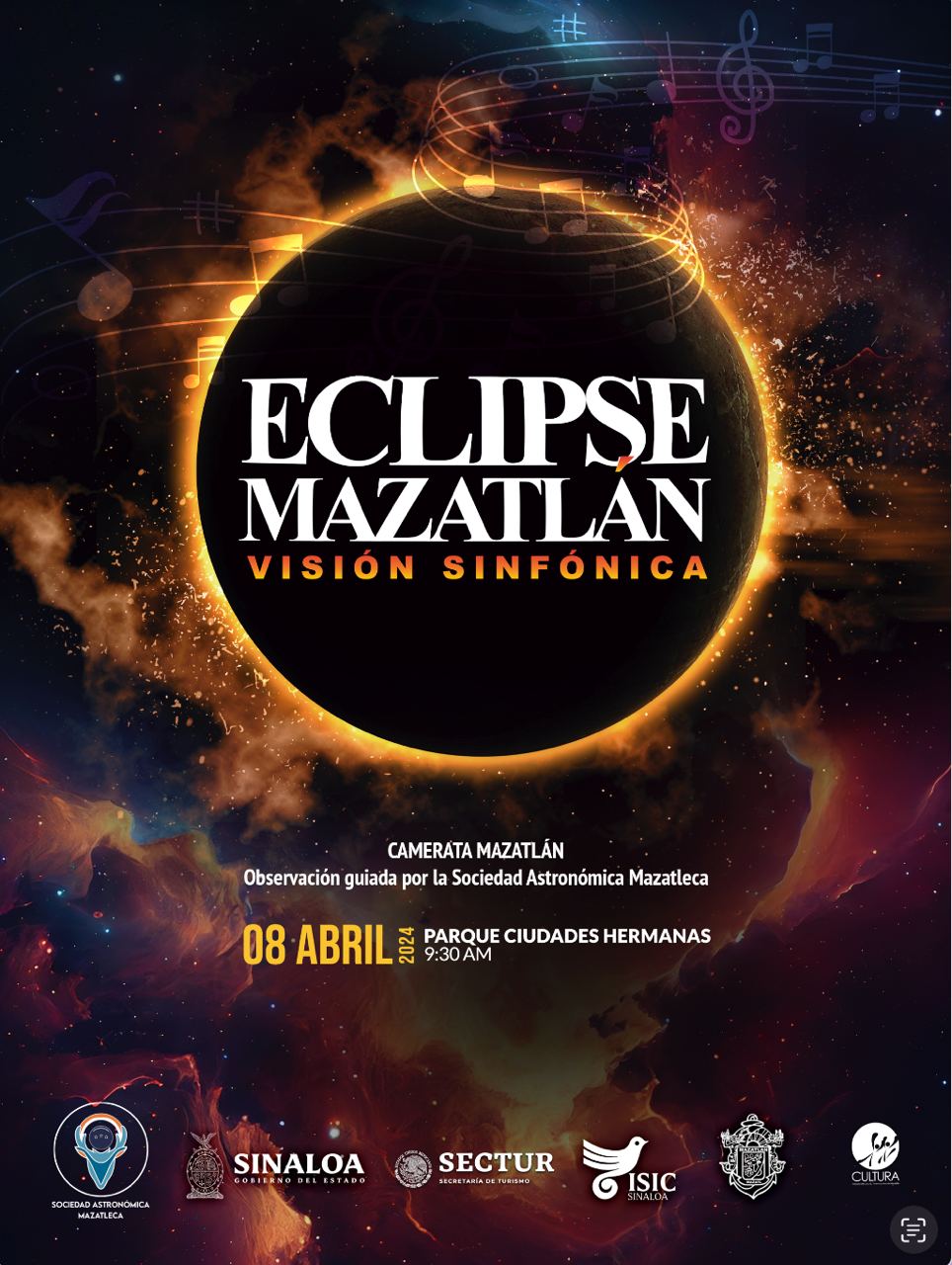 El Gobierno de Mazatlán a través del Instituto de Cultura Turismo y Artes de Mazatlán en coordinación con la Sociedad Astronómica Mazatleca llevará a cabo en el Parque Ciudades Hermanas un singular evento en donde la música y la divulgación científica se unirán para construir una experiencia auditiva y visual sin precedentes.