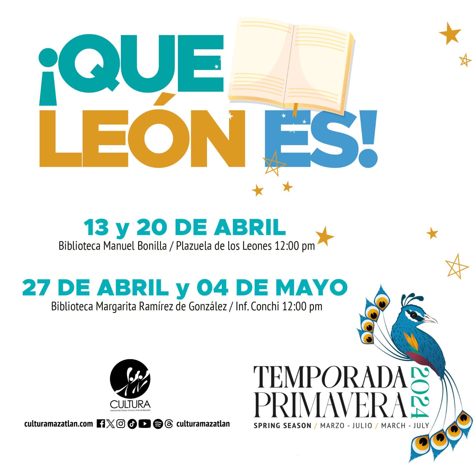 Este sábado 27 de abril a las 12:00 horas se presenta en tu comunidad un programa infantil que ofrece el Instituto de Cultura ¡Qué León Es! bajo la dirección de la docente Ángela Camacho.