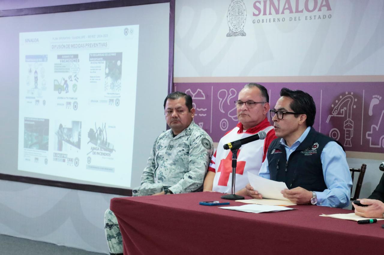 Gobierno del Estado de Sinaloa en coordinación con distintas autoridades presentaron el operativo Guadalupe Reyes, mismo que a partir de hoy y hasta el 07 de enero incluirá a poco más de 9 mil elementos entre fuerzas estatales y federales para atender cualquier eventualidad.