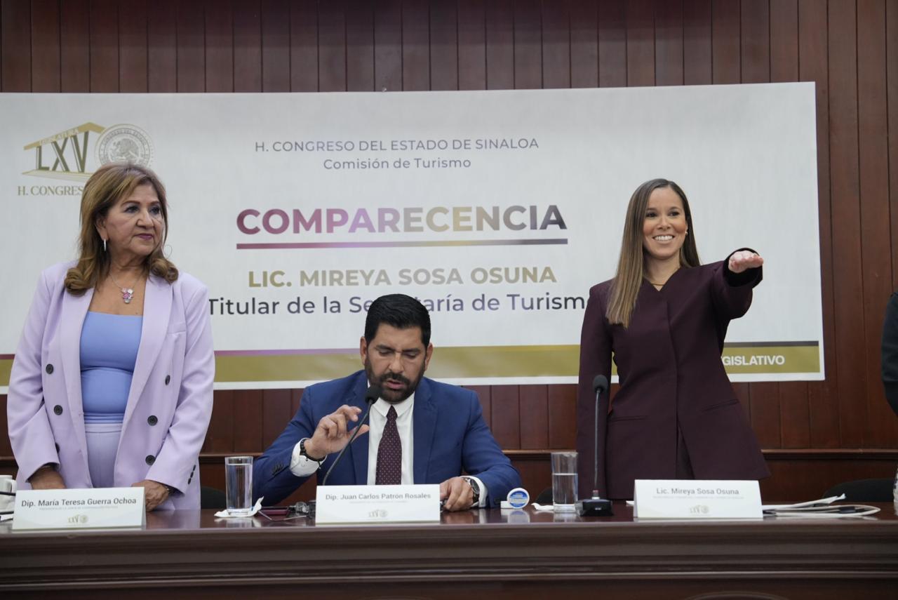 -	Durante su comparecencia ante el Congreso, el presidente de la Comisión de Turismo, Juan Carlos Patrón, destacó que Sinaloa se encuentra en un momento de gran dinamismo, señalando que México está llamado a ser el quinto destino mundial en inversión y visitantes durante 2025.
-	El diputado Bernardino Antelo Esper cuestionó sobre las estrategias para apoyar al sector hotelero ante los desafíos de seguridad, particularmente en Culiacán.
