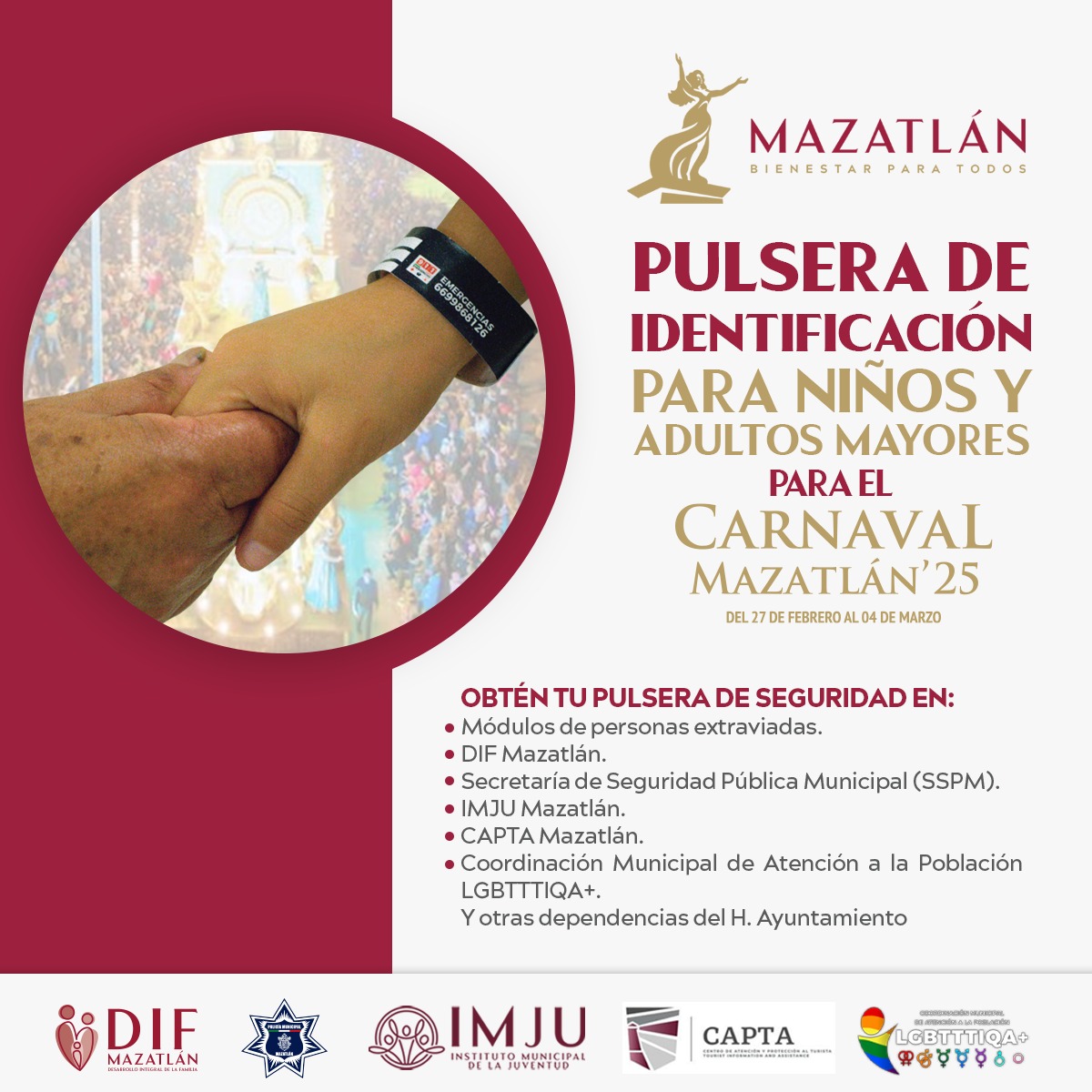 La importancia de llevar a sus pequeños identificados puede evitar situaciones de alerta; asimismo, se les pide no descuidar a sus pequeños durante los eventos.