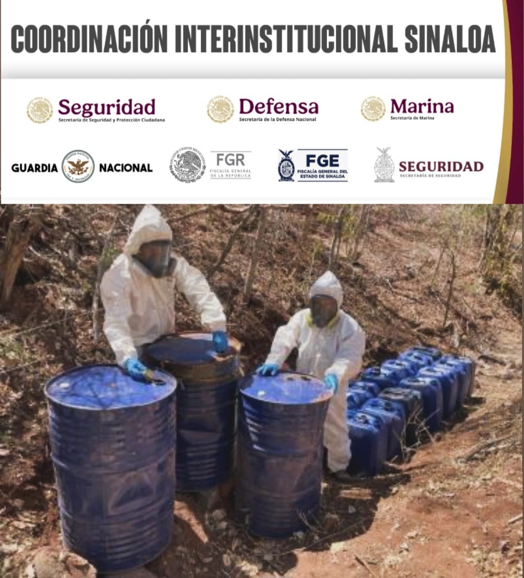 Grupo Interinstitucional asegura 8 laboratorios clandestinos más en Culiacán y Cosalá