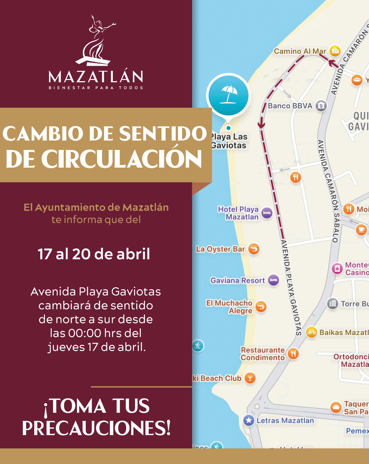 Seguridad Pública Municipal instala señalética en avenida Camarón Sábalo