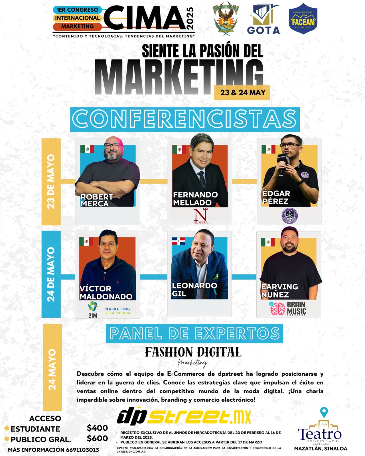 Todavía tienes un espacio en el primer Congreso Internacional de Marketing.
Seis conferencias compartirán sus mejores herramientas y experiencias.