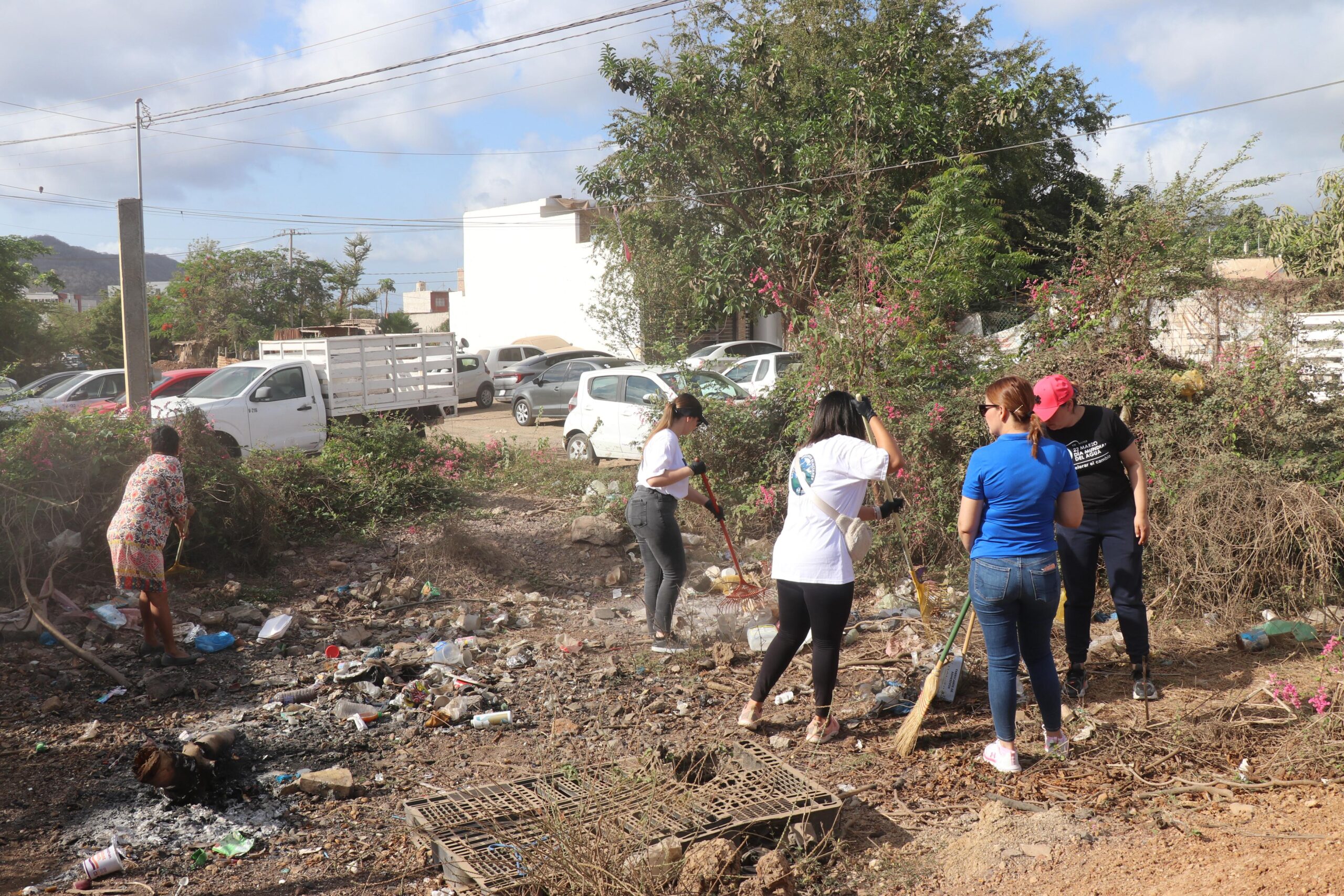 Además de evitar que la basura llegue al drenaje, en ese sector se trabajó evitar la proliferación de fauna nociva con el saneamiento de los terrenos baldíos, con apoyo de Obras Públicas
