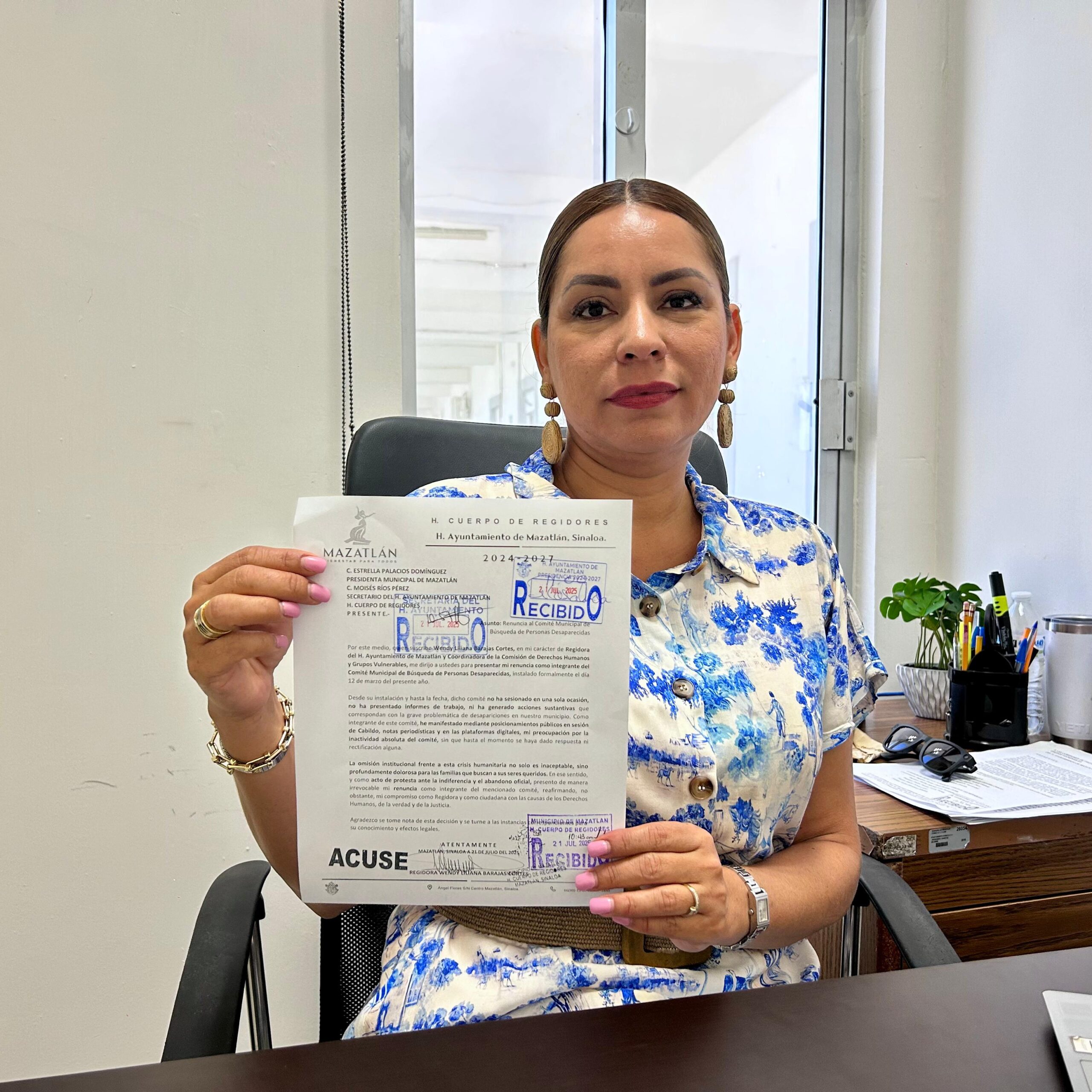 Regidora Wendy Barajas renuncia al Comité de Búsqueda de Personas Desaparecidas en Mazatlán ante su inoperancia