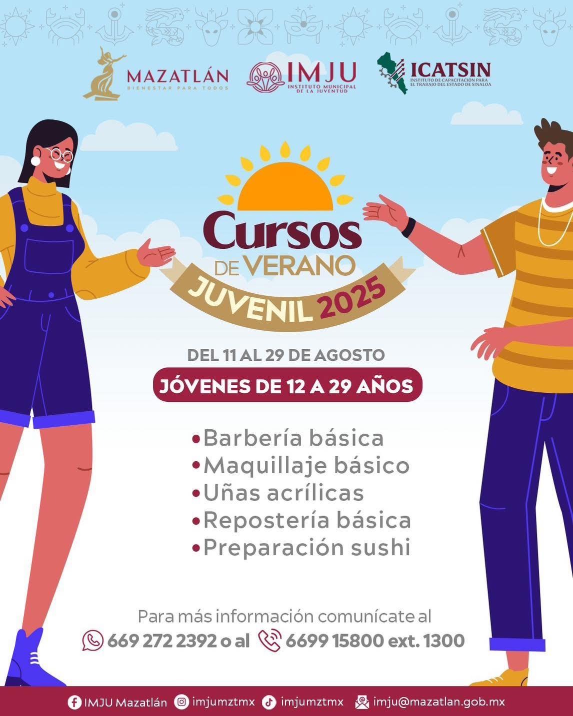 La Directora del Instituto Municipal de la Juventud, Arantxa Fernanda Ahumada Rosas, informa que se brindarán cursos de barbería básica, maquillaje básico, uñas acrílicas, repostería y preparación de sushi