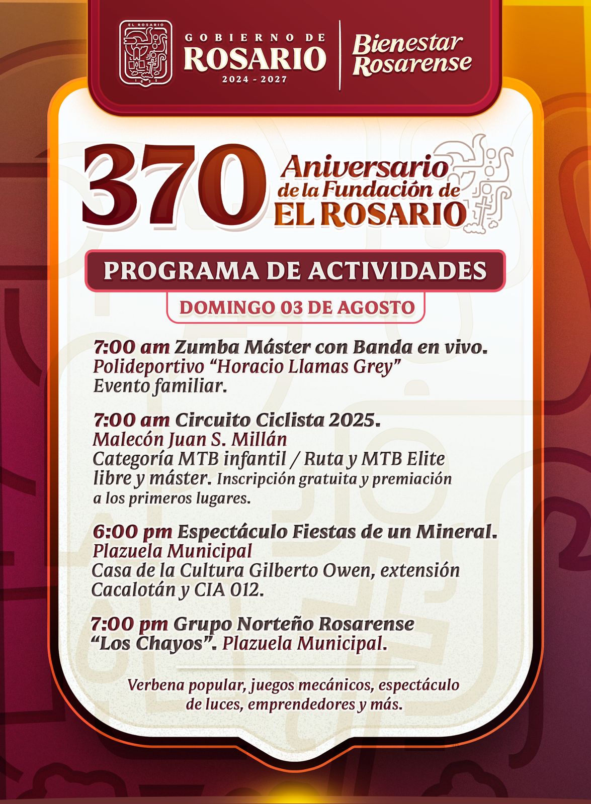 Rosario festejará el 370 Aniversario de su Fundación
En Escuinapa sanean basurón y mejoran caminos en Tecualilla además de reparar escuelas.
Elota anuncia jornada de fumigación contra el dengue, y trabajadores reciben uniformes.
