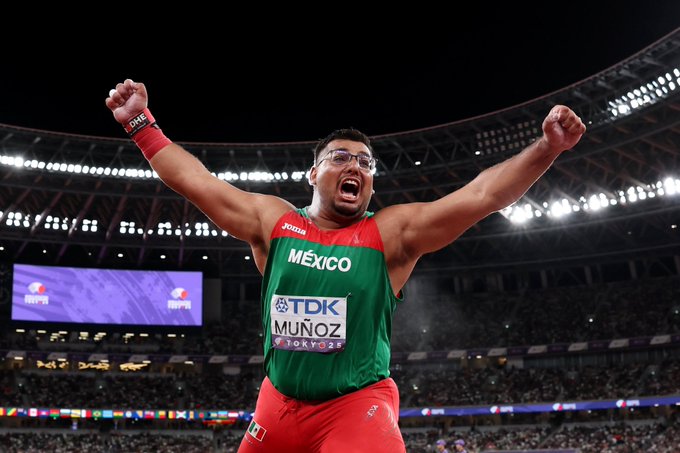 Uziel Muñoz obtuvo el récord nacional de México y se llevó la medalla de plata en lanzamiento de bala.