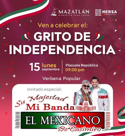 La Presidenta Municipal, Estrella Palacios Domínguez, invita a las familias mazatlecas a una gran noche patria