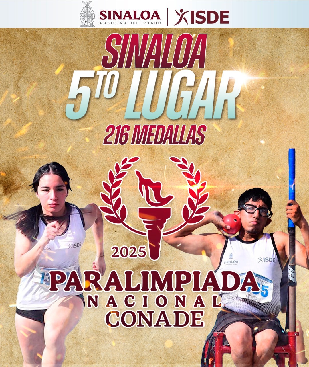 La delegación sinaloense cerró con gran éxito su participación en la Paralimpiada Nacional CONADE 2025, al ubicarse, por segundo año consecutivo, en el Top Five, al finalizar con un total de 216 preseas, de las cuales 88 fueron de oro, 68 de plata y 60 de bronce.