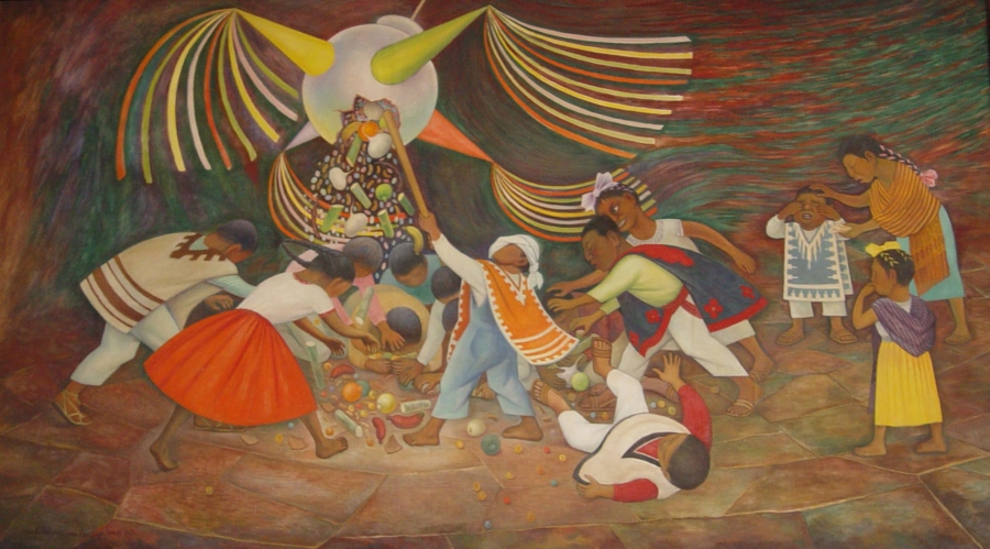 Las piñatas de olla de barro nos remiten directamente al parto de Huitzilopchtli, pues los indígenas solían romper vasijas rellenas de plumas para representar su nacimiento de Tonantzin Coatlicue.