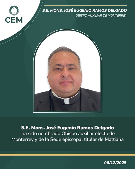 El Papa León XIV nombró el pasado 6  de diciembre dos nuevos obispos para México: se trata del nuevo Obispo de Cancún-Chetumal, en el estado de Quintana Roo, y un Obispo Auxiliar para Monterrey, en Nuevo León.