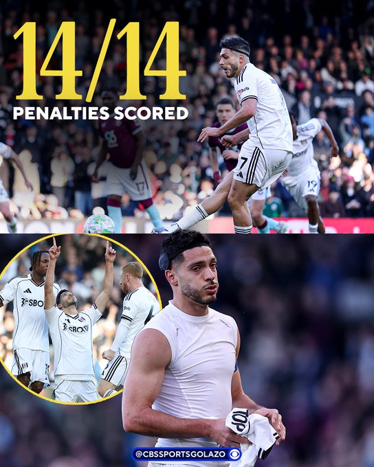 Raúl Jiménez colocó su nombre en la historia de la Premier League con un porcentaje perfecto de efectividad con catorce goles en el mismo número de penaltis