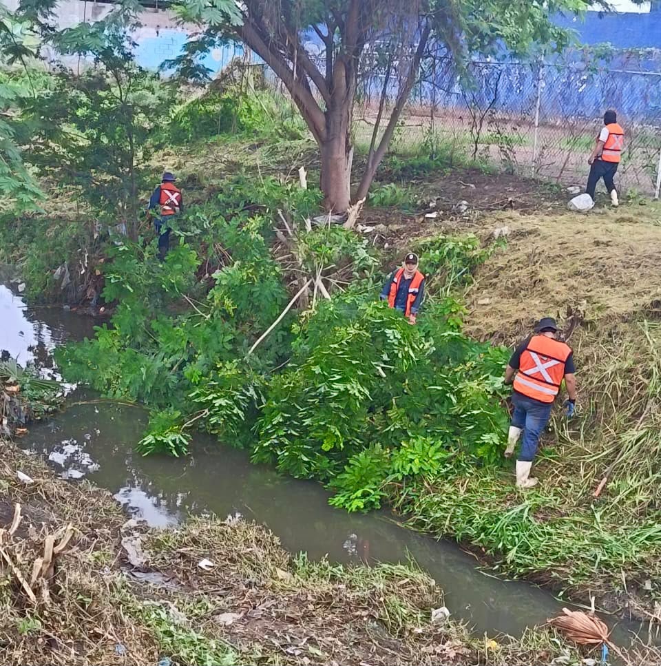 Obras Públicas retira basura, atiende ductos pluviales y revisa rejillas en distintos puntos de la ciudad para facilitar el flujo del agua.